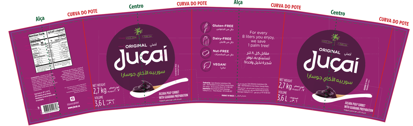 Açai Sorbert with Guarana 3,6 litros - Juçai